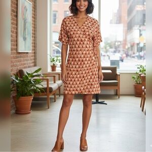 Faherty linen blend willow wrap dress orange size X-Large